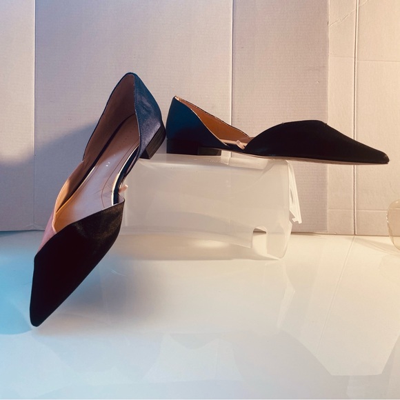 Zara Satin Fabric Black/ Peach/Navy Color Block  loafers EU 38 Size 71/2M - Picture 2 of 14